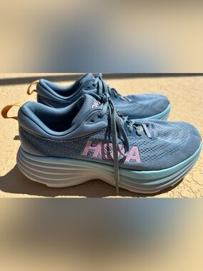 HOKA Bondi 8 Shadow / Dusk Blue Purple Running Shoes Women’s Size 9.5 Clean